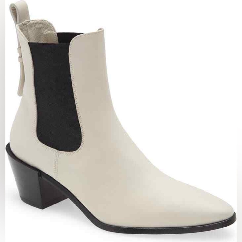 Frame Le Lexington Boot Chelsea Bootie White and Black Ankle Boots 7.5